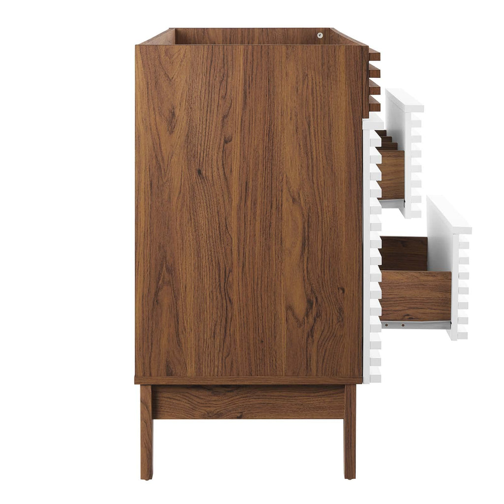 Modway Render Mid-Century Bathroom Vanity With Sink in Walnut White,24 Inch