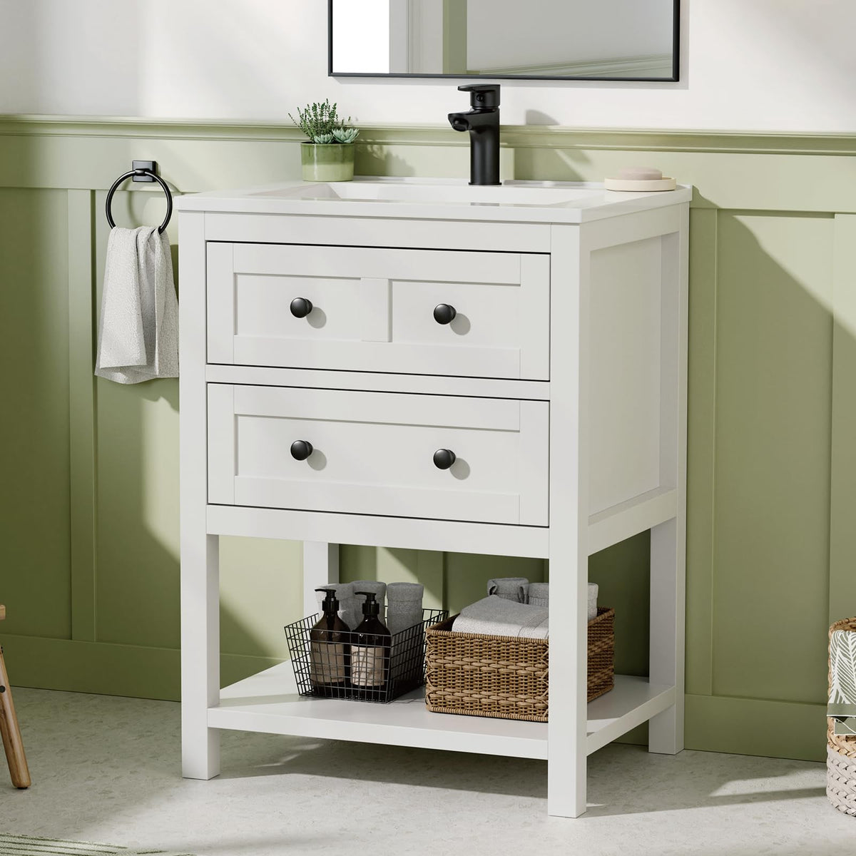 42 Inch Bathroom Vanity with Sink, Fully-Assembled, Walnut