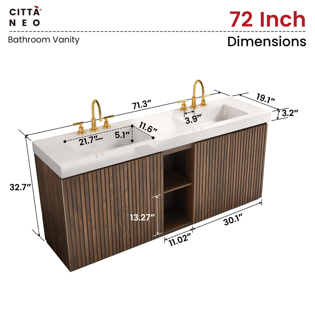 36â Modern Bathroom Vanity with Black Sink, Smoked Brown
