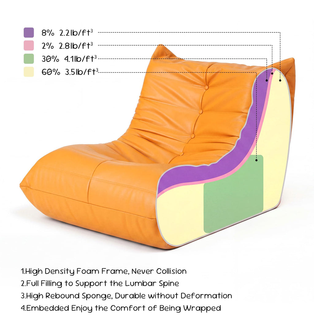 Hobestluk Bean Bag Chair Adult Leather Togo Chair Memory Foam Living Room