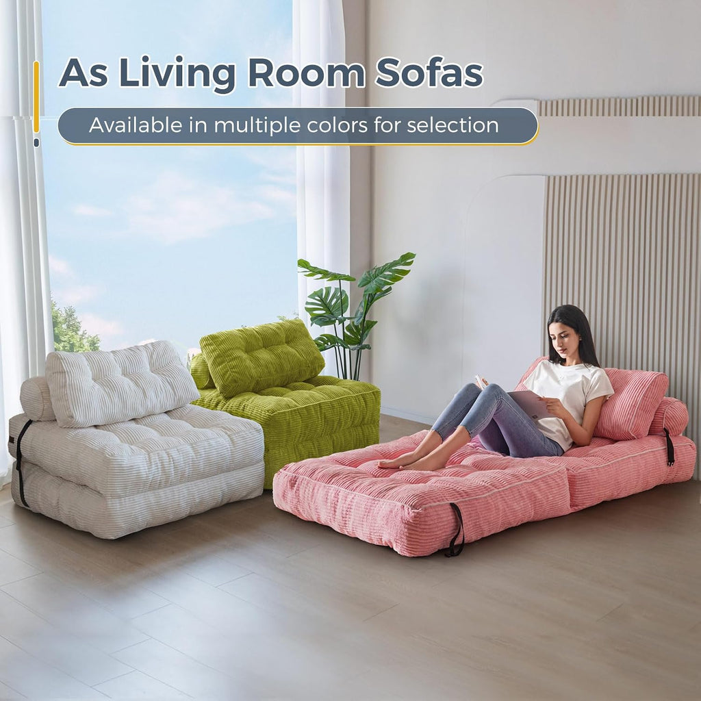 MAXYOYO Folding Sofa Bed, Convertible Chair Bed with Pillow