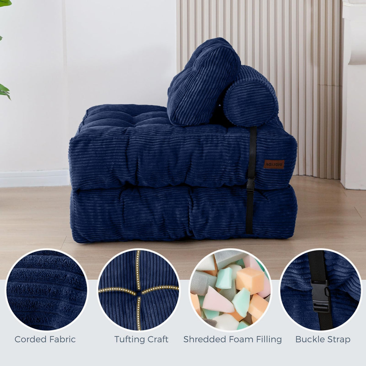 MAXYOYO Folding Sofa Bed, Convertible Chair Bed with Pillow
