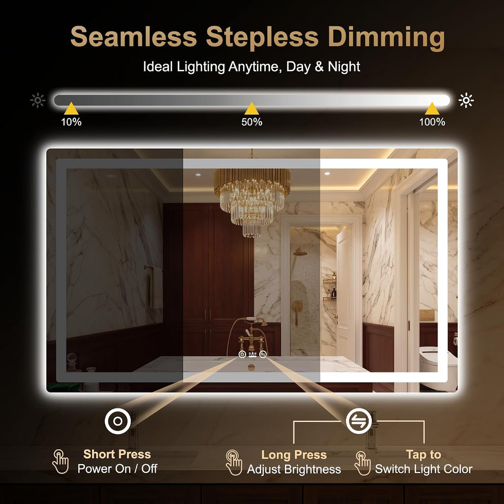 LED Bathroom Vanity Mirror with Lights, 30"x50", Motion Sensor Auto On/Off