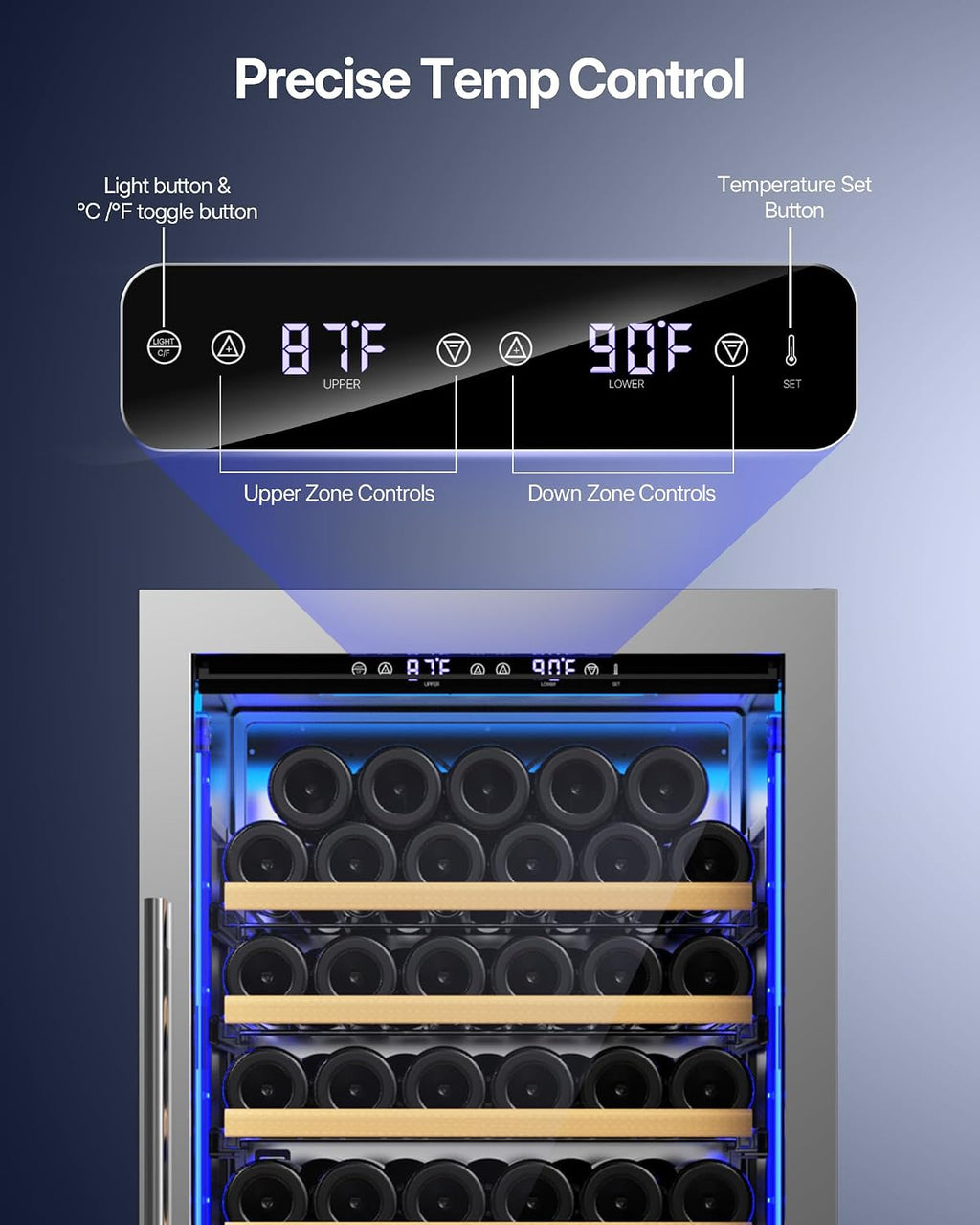 Upstreman Wine and Beverage Refrigerator, 24" Dual Zone Wine Cooler