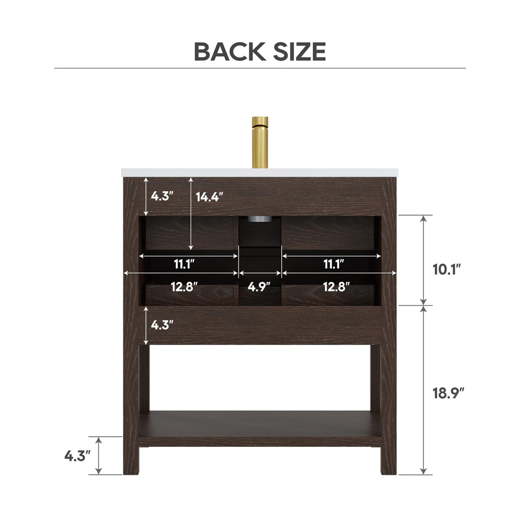 42 Inch Bathroom Vanity with Sink, Fully-Assembled, Walnut