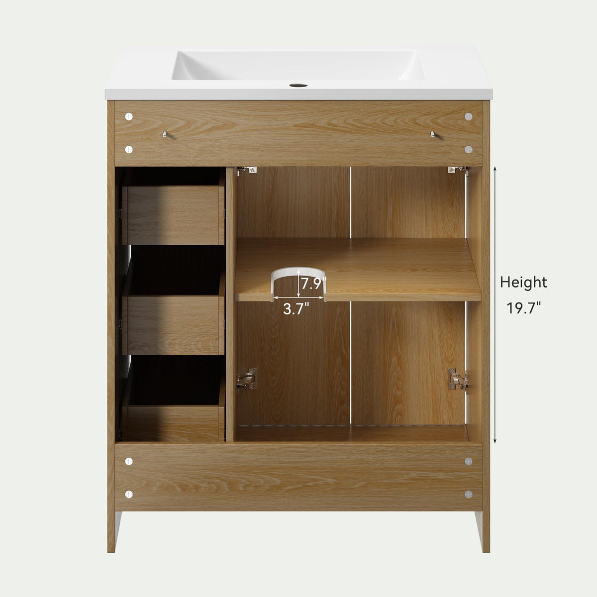 36" Bathroom Vanity with Sink Modern Oak