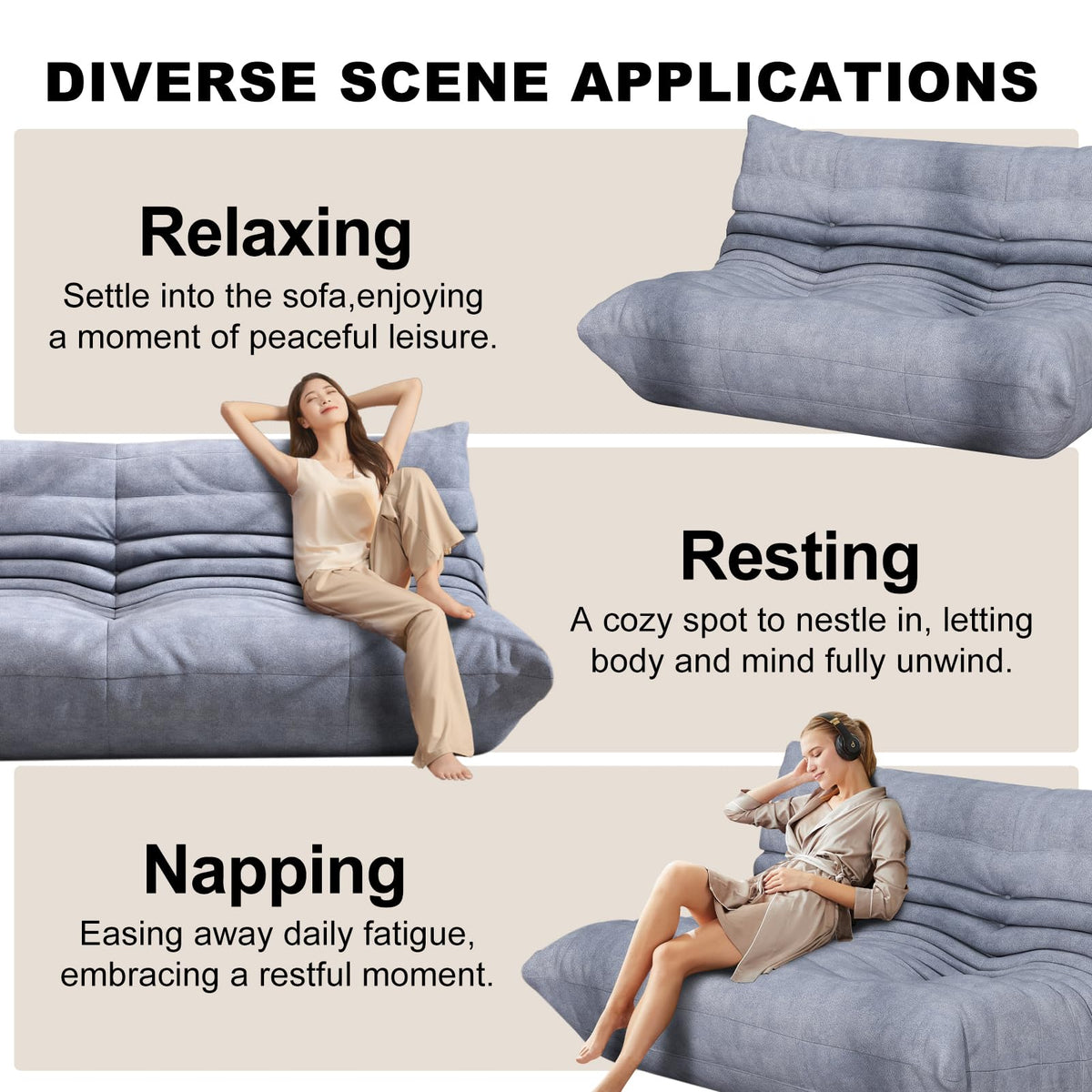 Bean Bag Chair for Adults, Memory Foam Bean Bag Sofa with Waterproof Fabric