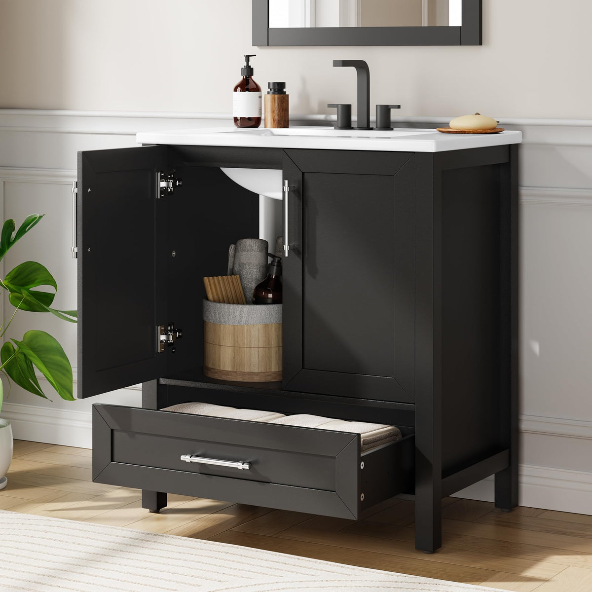Garvee 24" Bathroom Vanity with Sink, Freestanding Bathroom Cabinet