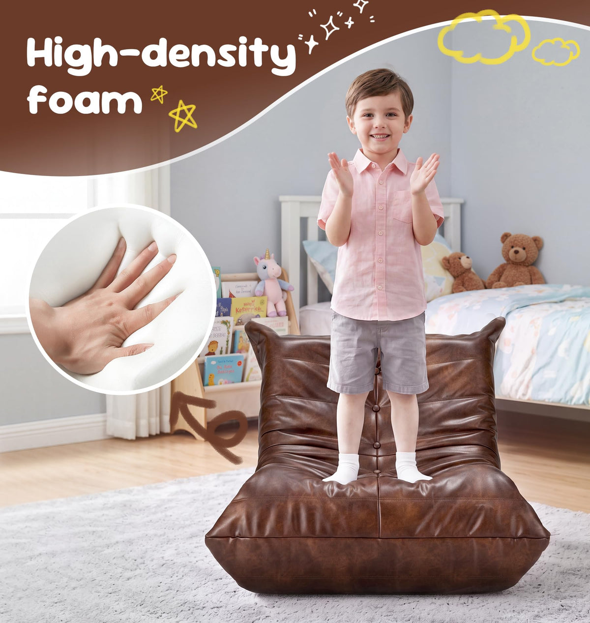 Hobestluk Bean Bag Chair Adult Leather Togo Chair Memory Foam Living Room