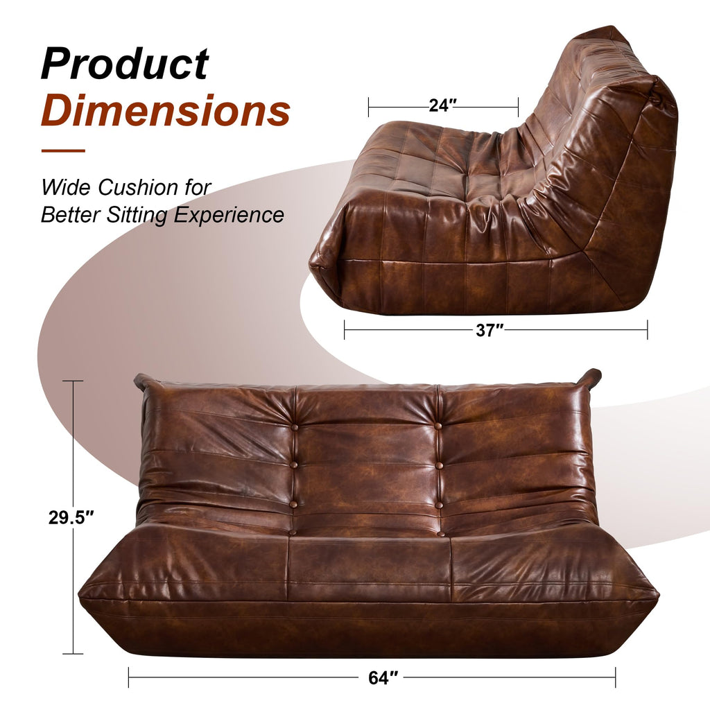 Hobestluk Bean Bag Chair Adult Leather Togo Chair Memory Foam Living Room