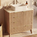 Concho 31'' Fluted Bathroom Vanity with Ceramic Sink Natural Oak