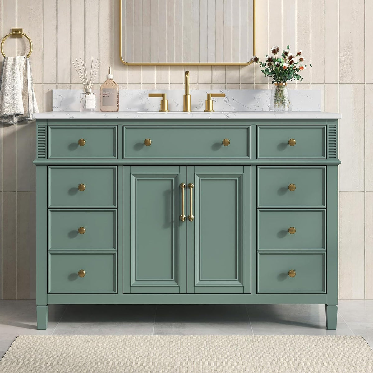 48 inch Bathroom Vanity with Sink, Green