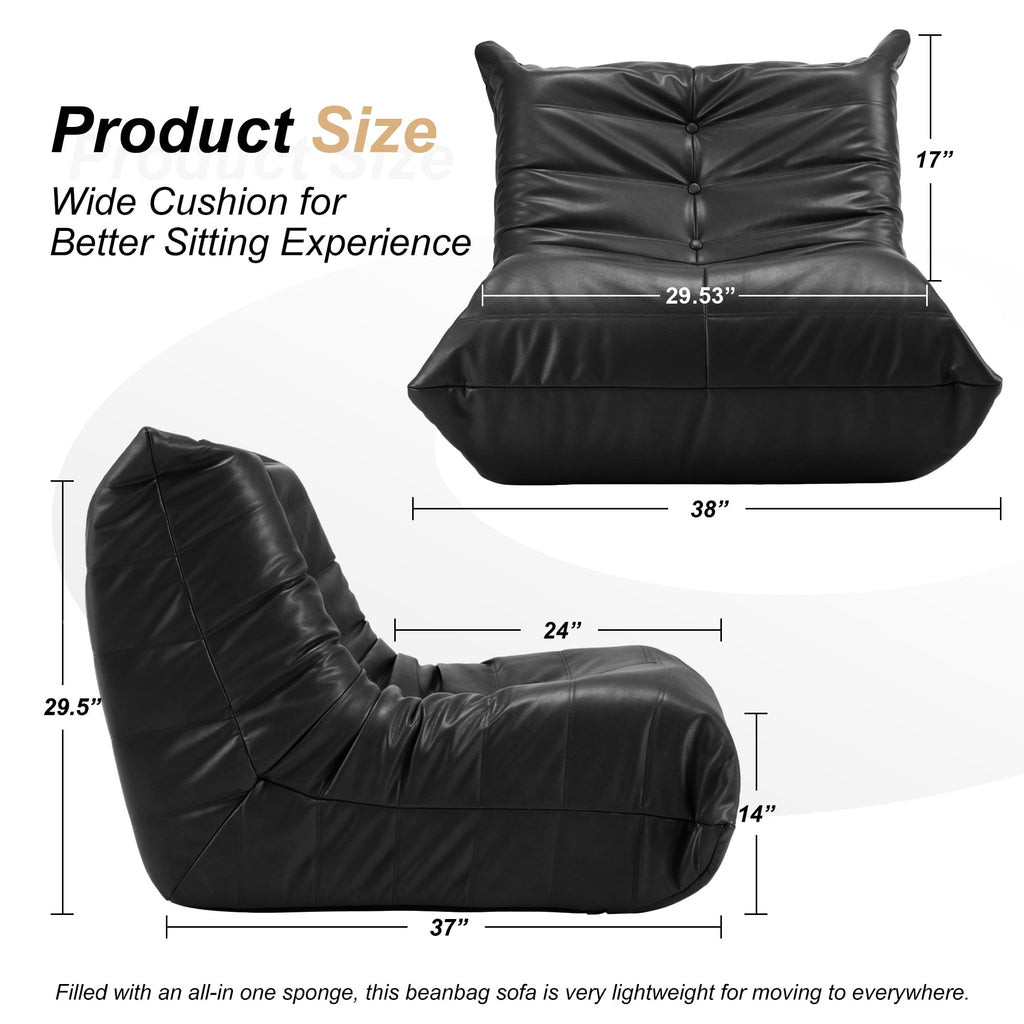 Hobestluk Bean Bag Chair Adult Leather Togo Chair Memory Foam Living Room