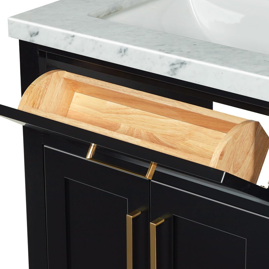 DKB Isabella 72" Oak Double Bathroom Vanity with Sink, 1.5" Carrara White Marble Countertop, Rectangle Undermount Sinks, 4 Soft Closing Doors, 6 Dovetail Drawers