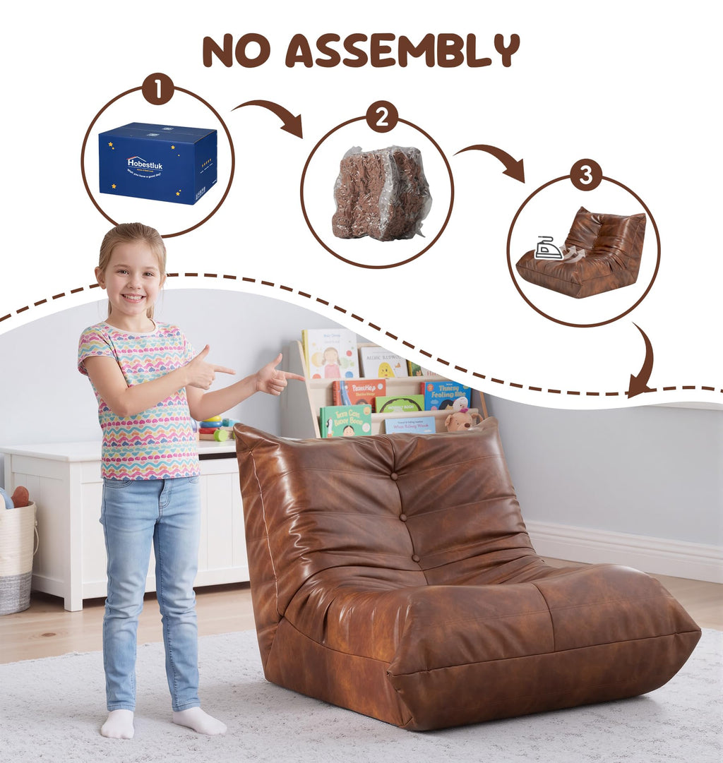 Hobestluk Bean Bag Chair Adult Leather Togo Chair Memory Foam Living Room