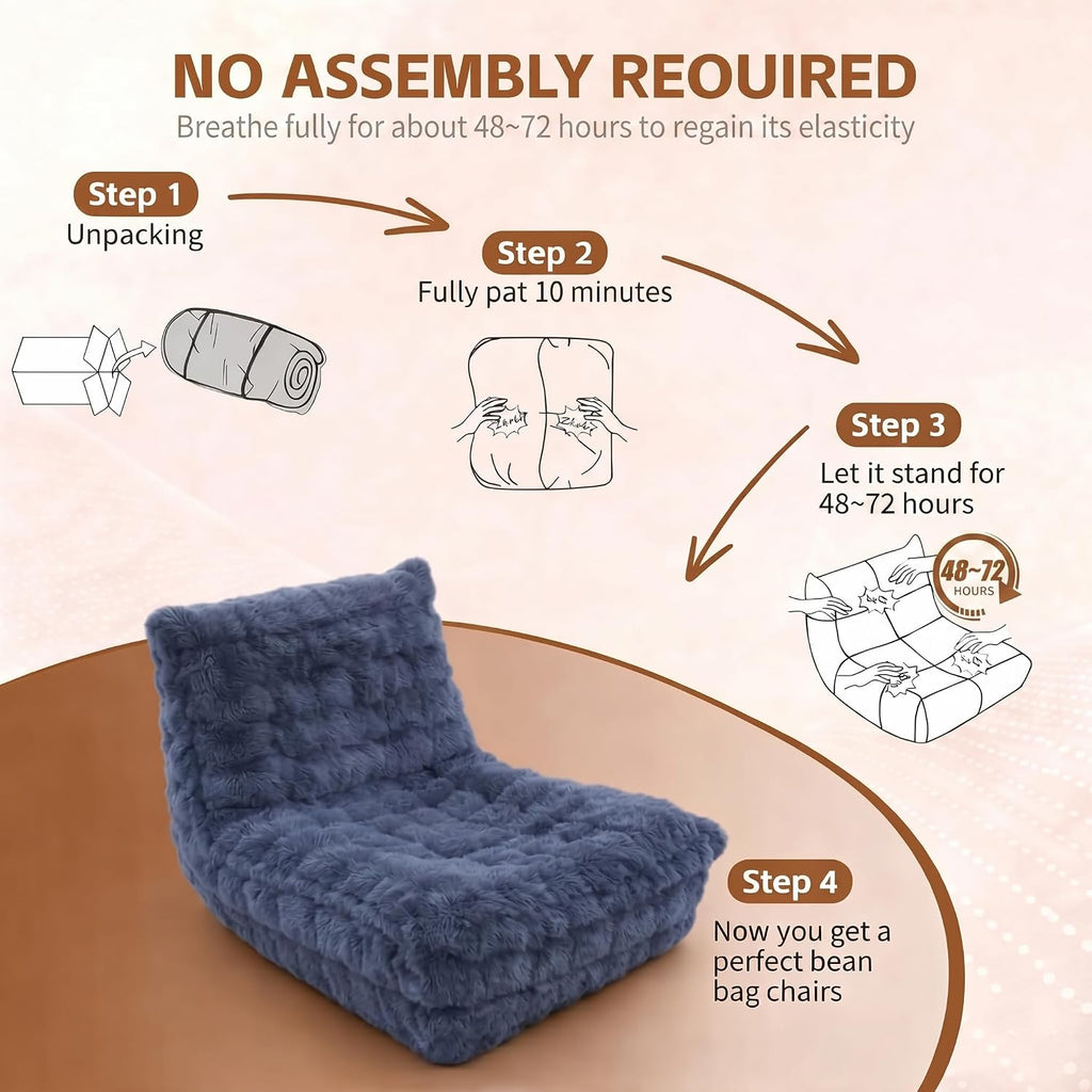 Memory Foam Bean Bag Chairs with Filler Faux (Dark Grey)