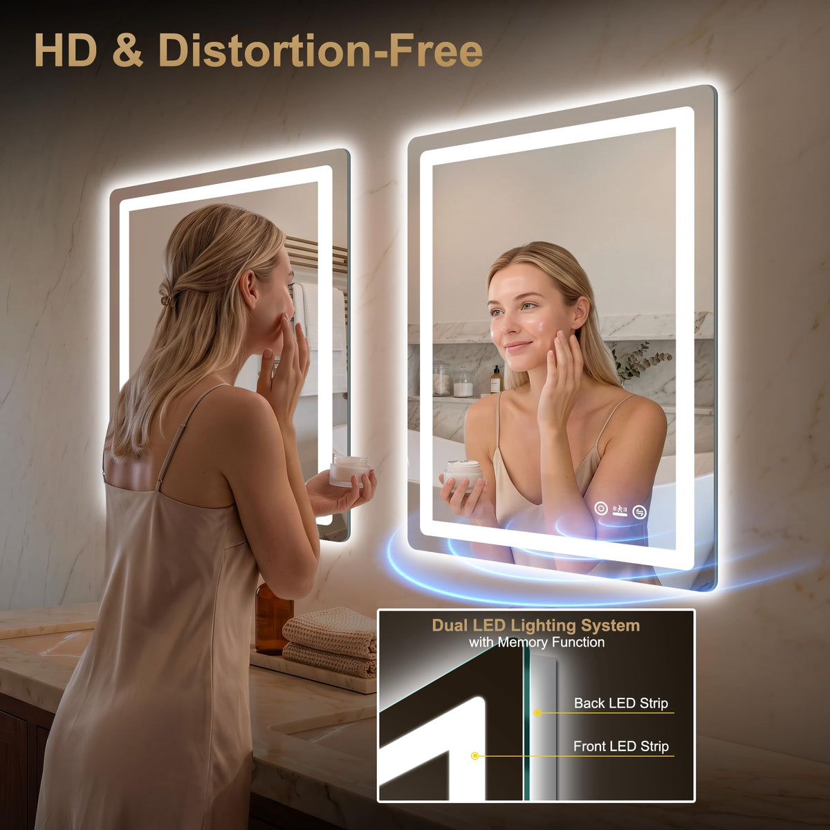 LED Bathroom Vanity Mirror with Lights, 30"x50", Motion Sensor Auto On/Off