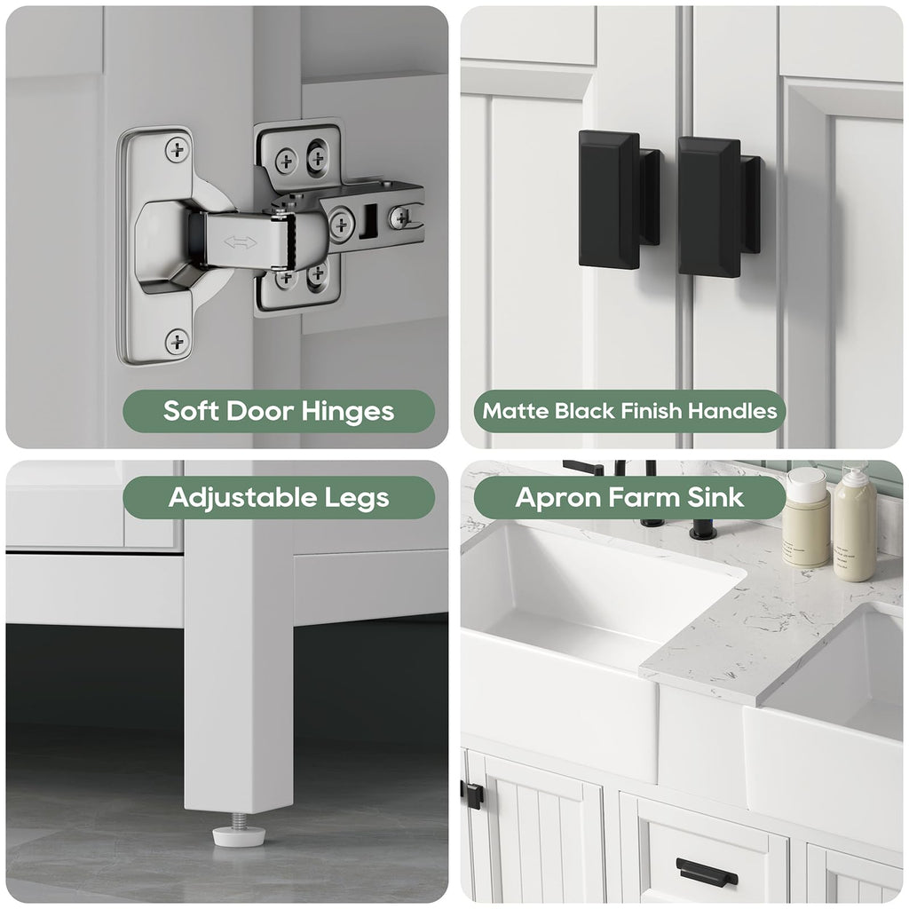 42 Inch Bathroom Vanity with Sink, Pre Assembled, White