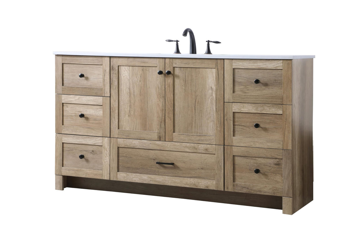 18" Pre-Assembled Bathroom Vanity with Sink, Engineered Wood, Ivory White Engineered Marble Countertop Included, Single Oval Porcelain Sink, 1 Soft-Close Drawers, Expresso
