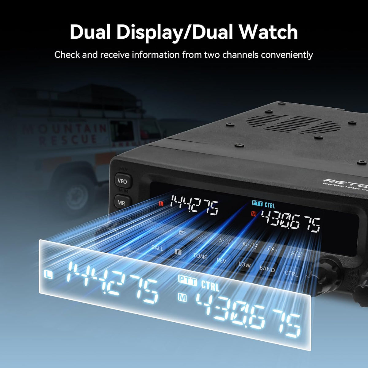 Retevis MA1 Dual Band Ham Radio, Cross-Band Repeater Mobile Transceiver