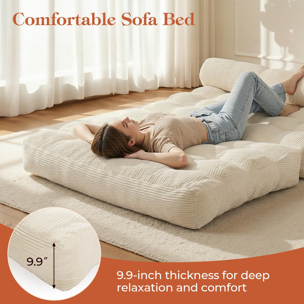 Folding Sofa Bed, Convertible Sleeper Chair with Back Support and Pillow