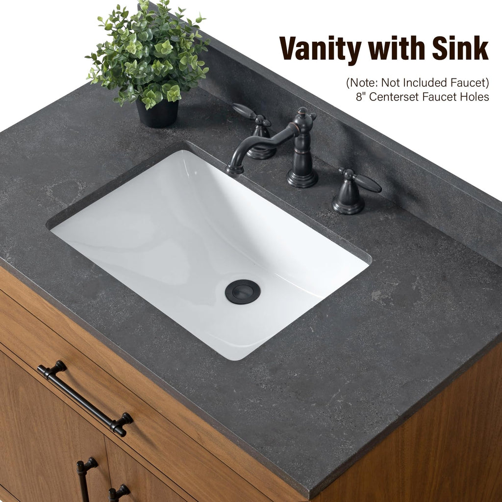 HOMEBEYOND 72" Bathroom Vanity with Double Sink & Ceramic Top, MDF Material Vanity Cabinet with Basin Combo, Soft-Closing Doors, Removable Shelf, Backsplash, Tan