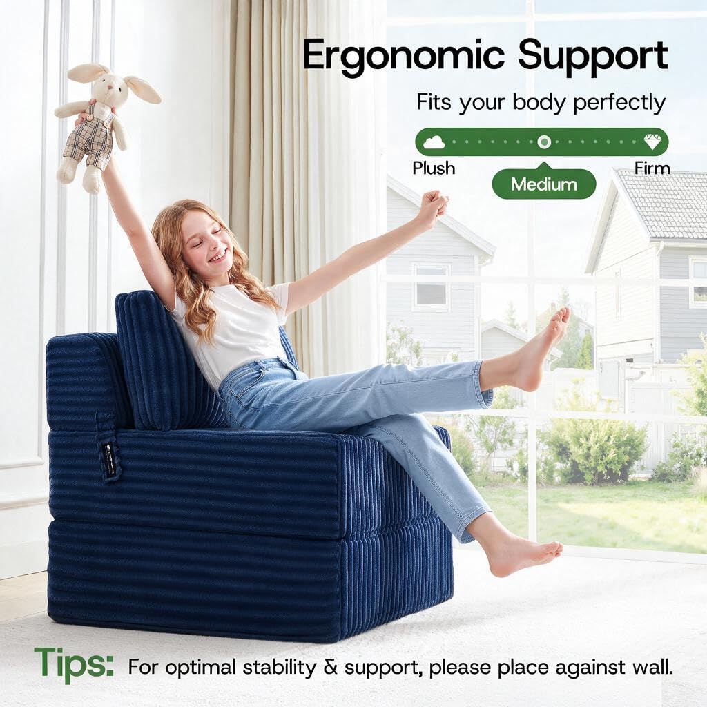 Folding Sofa Bed Convertible 4 in 1 Sleeper Chair Gray Single