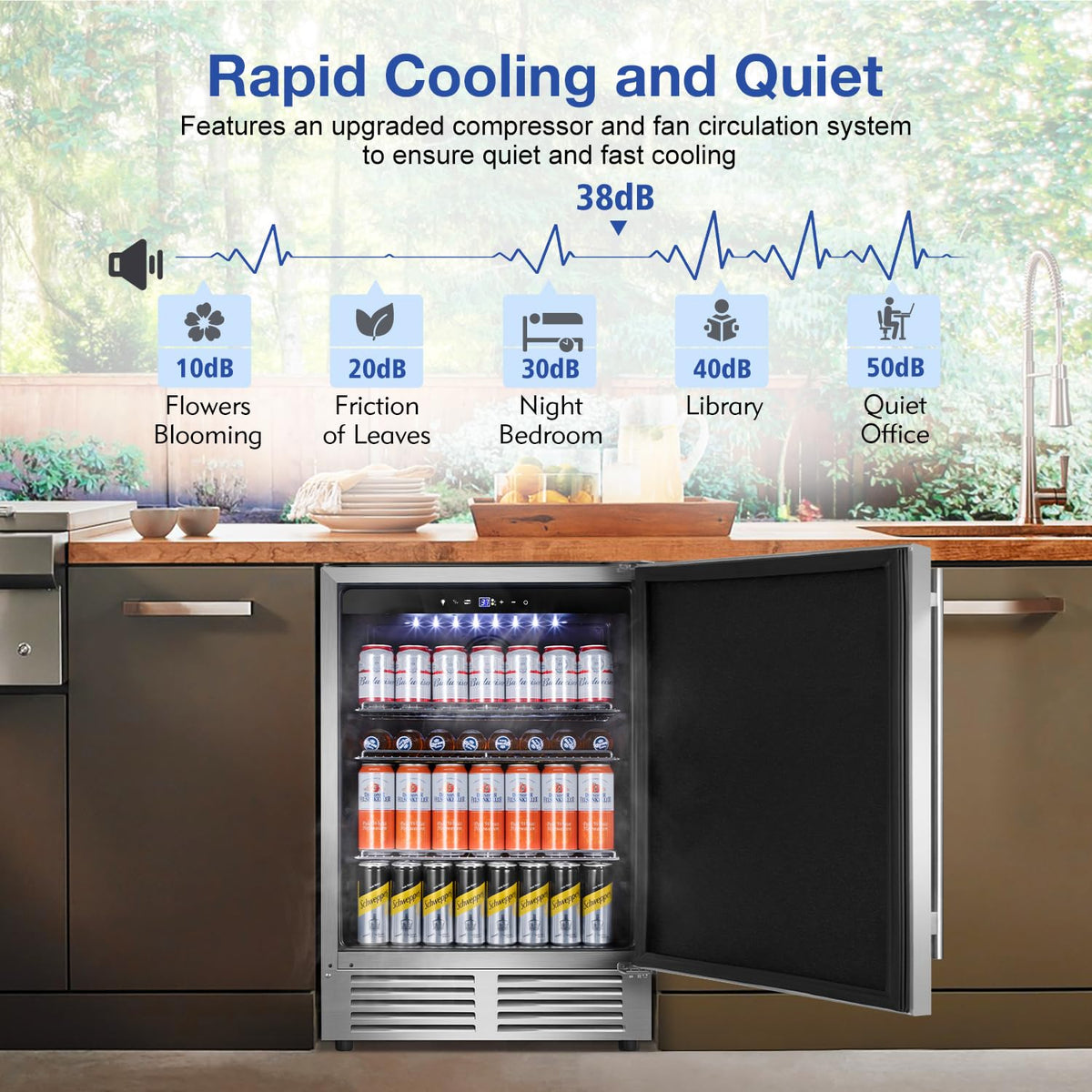 Tylza 24" Dual Zone Wine and Beverage Cooler Quiet Compressor