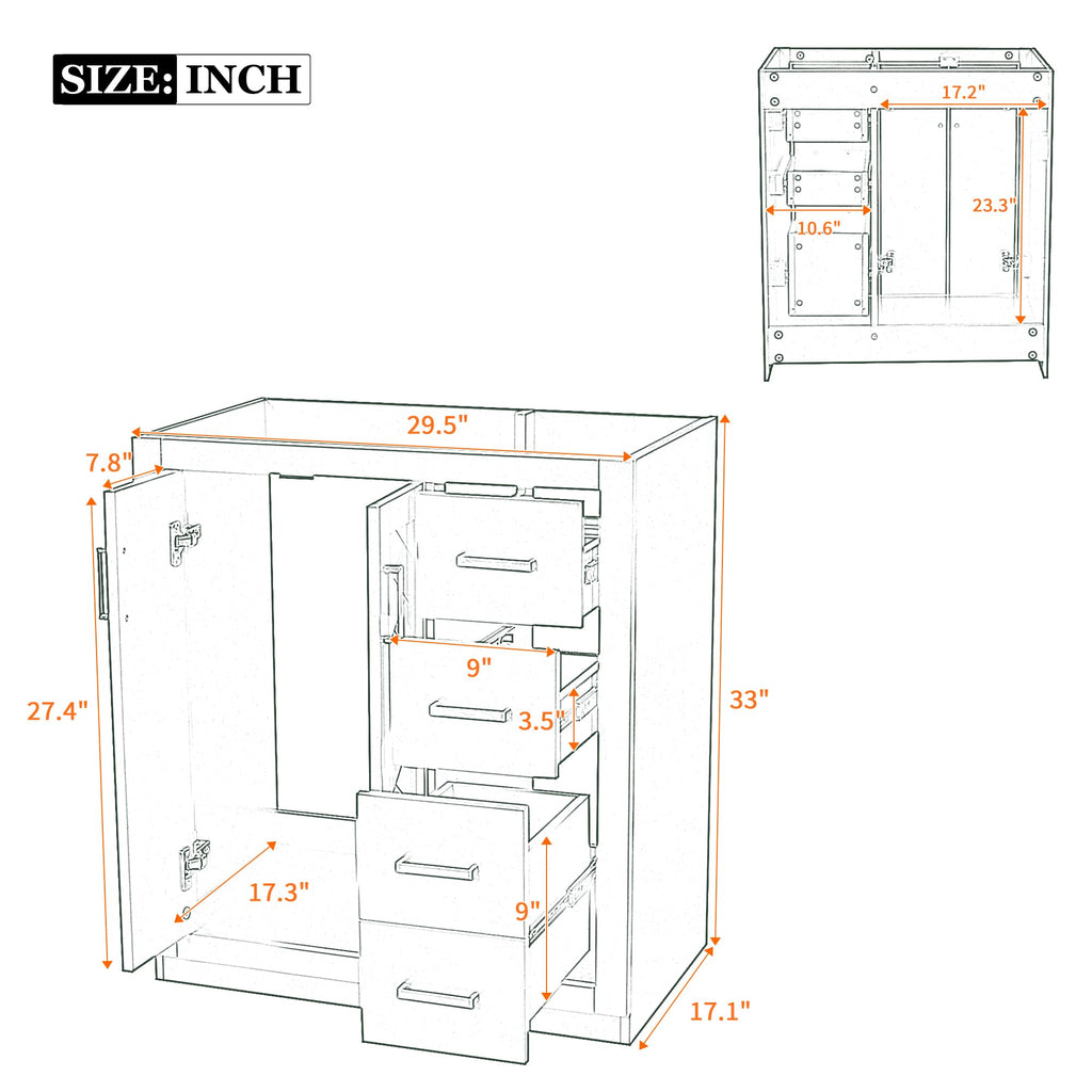 30 Inch Green Bathroom Vanity with Sink & Gold Handles,Light Luxury