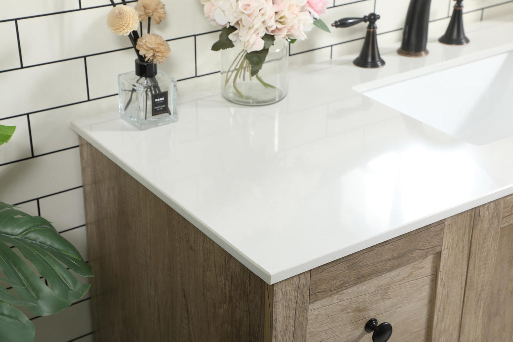 18" Pre-Assembled Bathroom Vanity with Sink, Engineered Wood, Ivory White Engineered Marble Countertop Included, Single Oval Porcelain Sink, 1 Soft-Close Drawers, Expresso