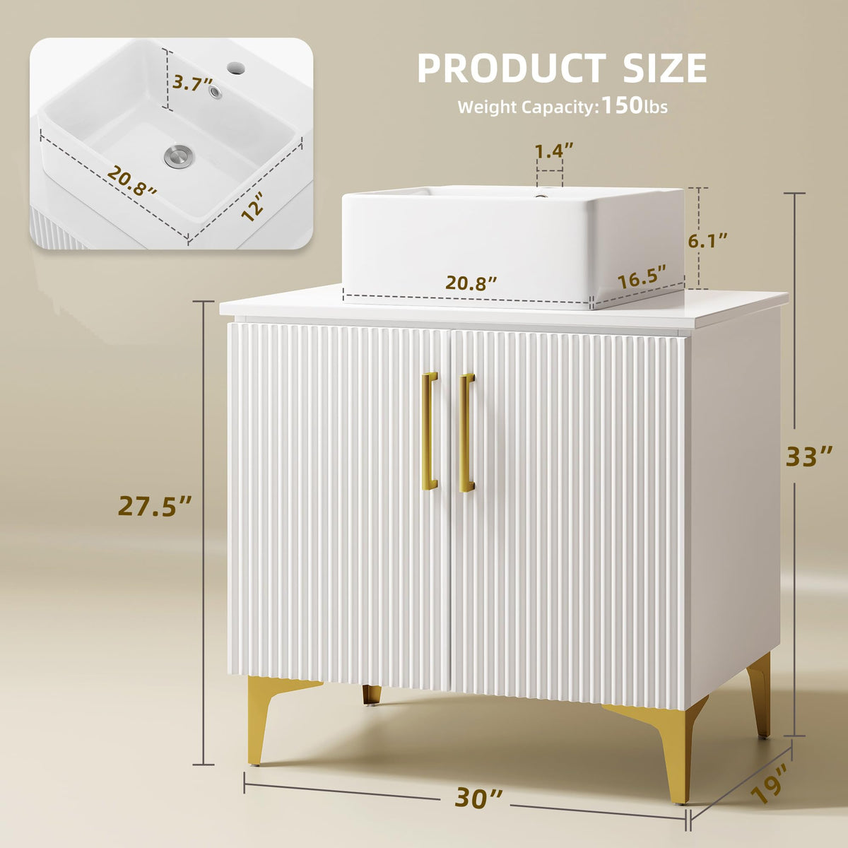DWVO 30 Inch Bathroom Vanity with Sink