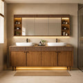 70 IN Freestanding Double Bathroom Vanity with Sinks & LED Mirror Cabinet