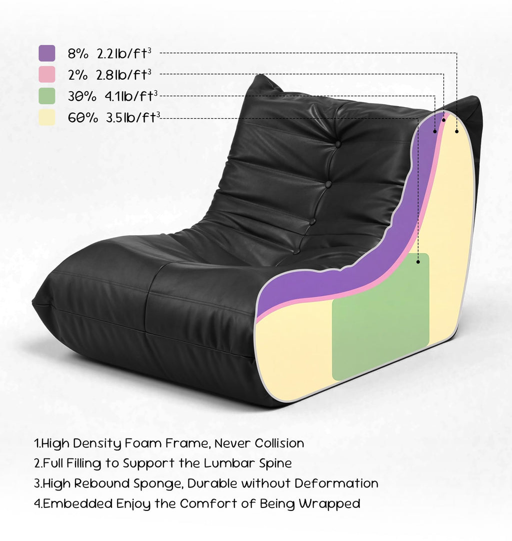 Hobestluk Bean Bag Chair Adult Leather Togo Chair Memory Foam Living Room