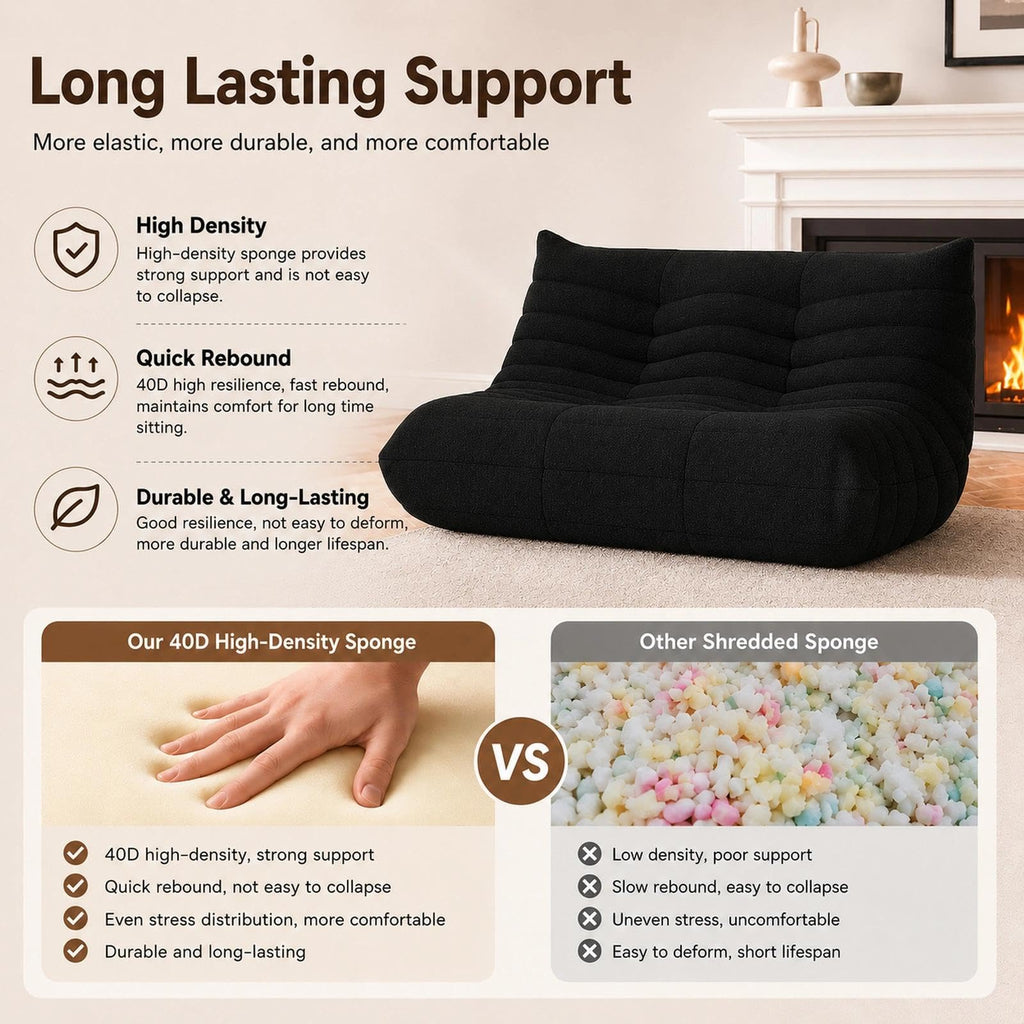 WHGBJA Giant Bean Bag Chair for Adults, Comfy Beanbag with Memory Foam