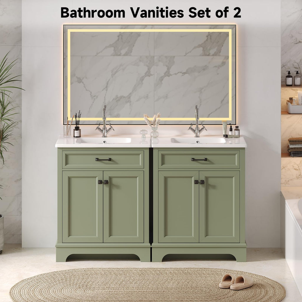 ONBRILL 28" Bathroom Vanity with Ceramic Sink, Soft Close Doors,White