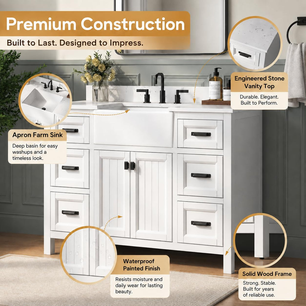 60 Inch Bathroom Vanity Double Sink, Steel Blue
