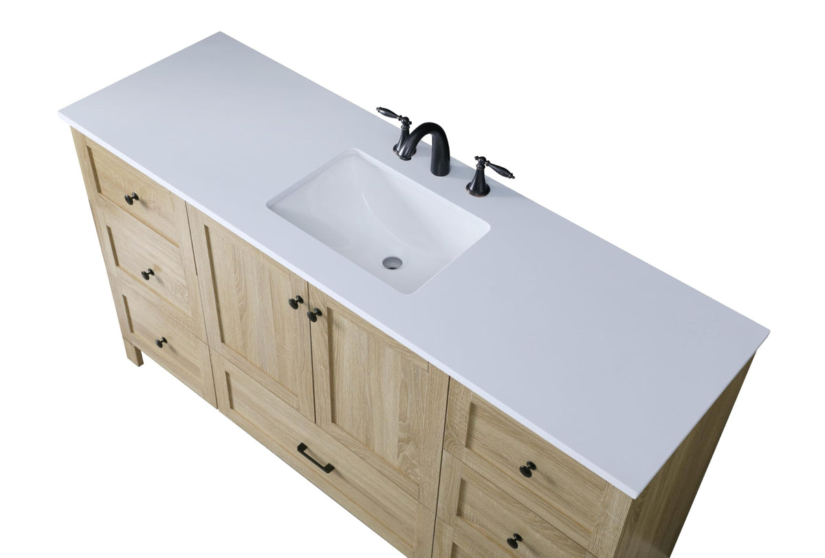 18" Pre-Assembled Bathroom Vanity with Sink, Engineered Wood, Ivory White Engineered Marble Countertop Included, Single Oval Porcelain Sink, 1 Soft-Close Drawers, Expresso