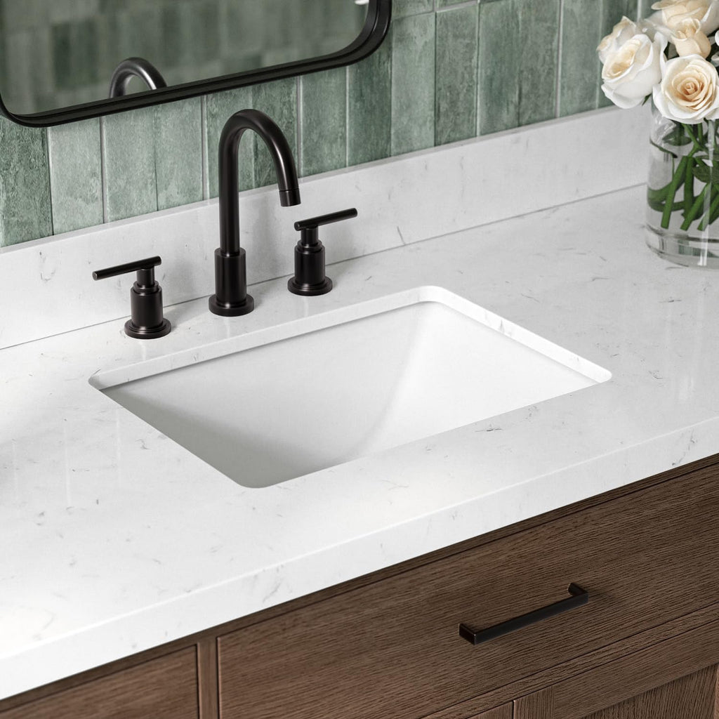 ARIEL Hepburn 66-inch Bathroom Vanity with Sink,Solid Wood, 1.5-inch Pure White Quartz Countertop & Backsplash, Single Rectangular Porcelain Sink, 2 Soft Closing Doors, 9 Dovetail Drawers, White