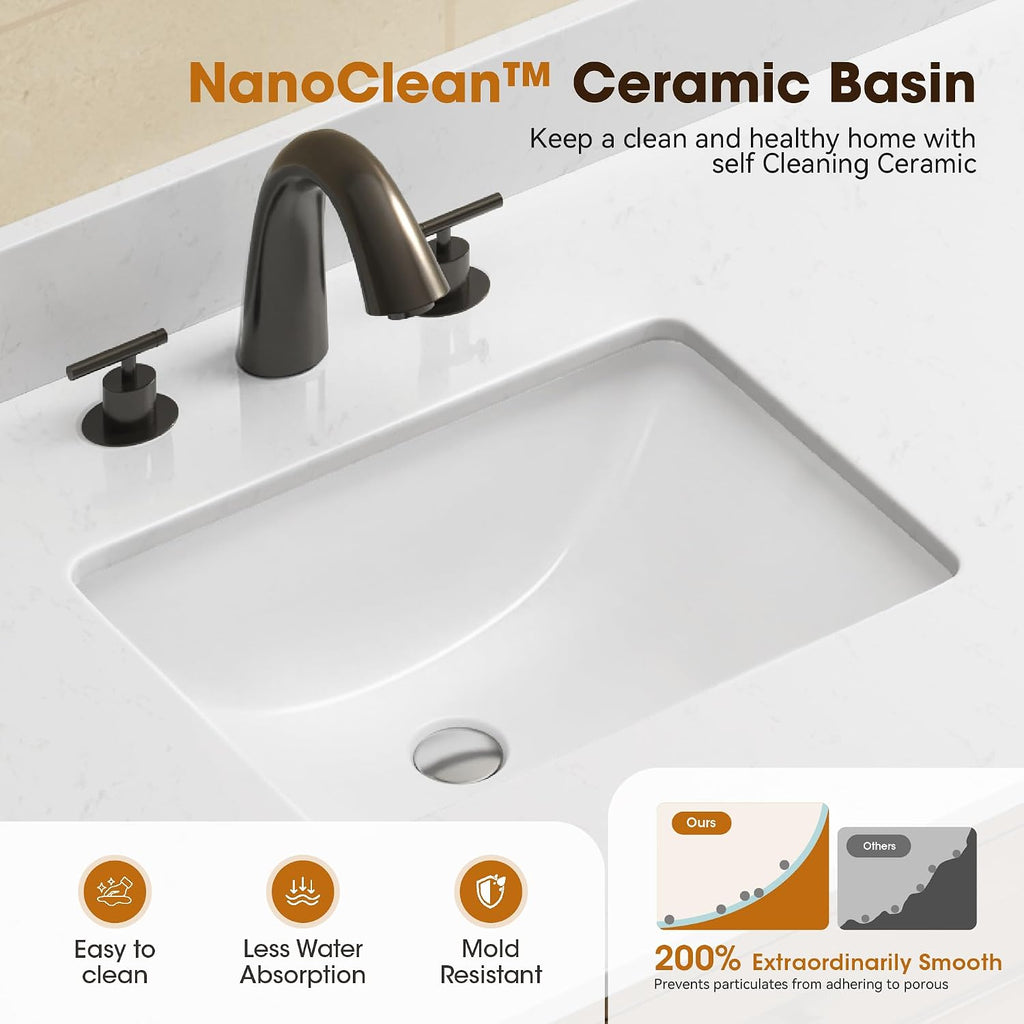 48 Inch Bathroom Vanity with Sink, Fully Pre-Assembled, Light Oak