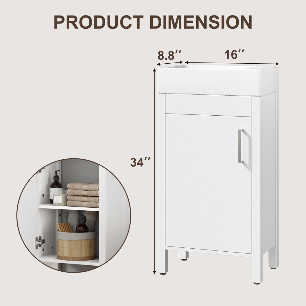 Garvee 24" Bathroom Vanity with Sink, Freestanding Bathroom Cabinet