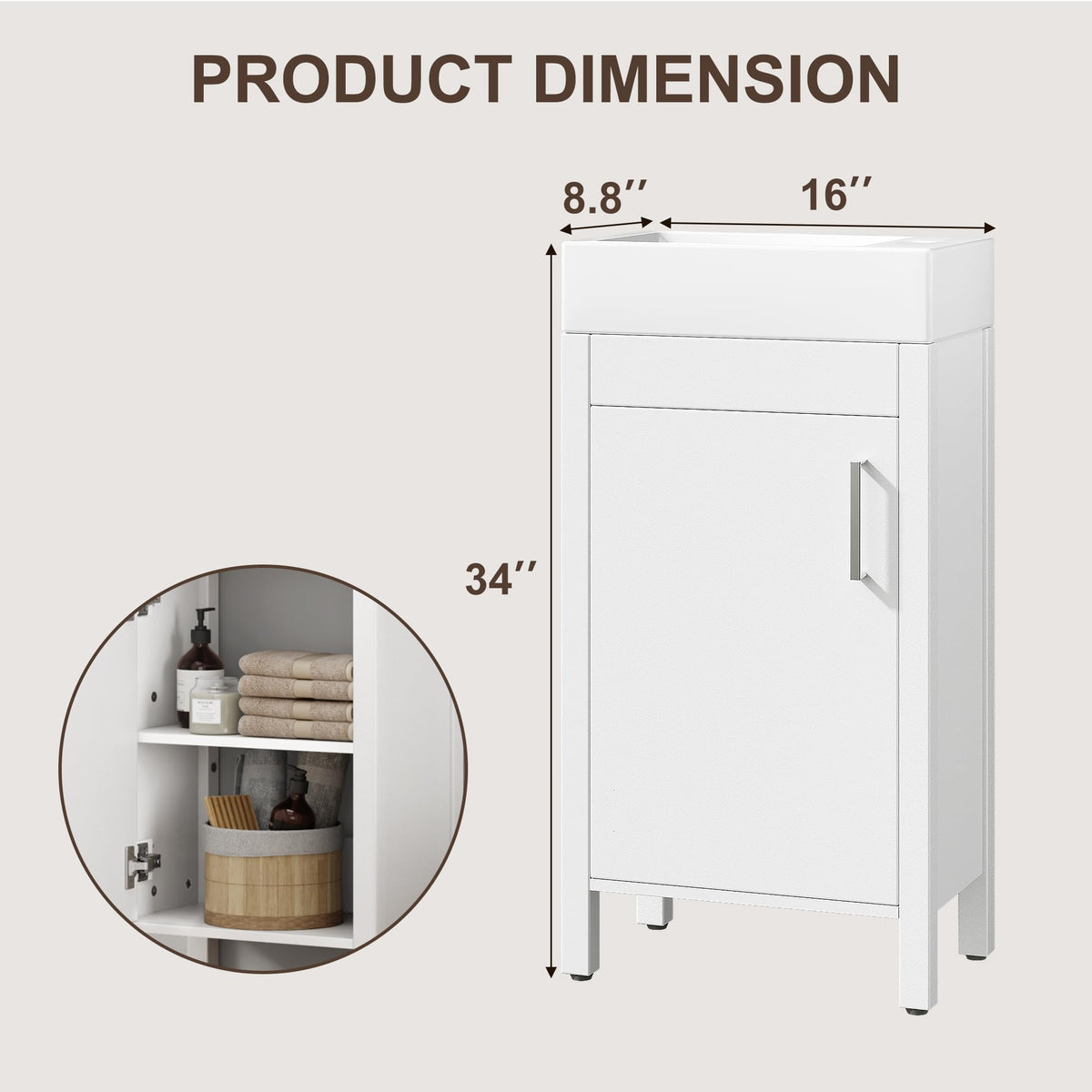 Garvee 24" Bathroom Vanity with Sink, Freestanding Bathroom Cabinet