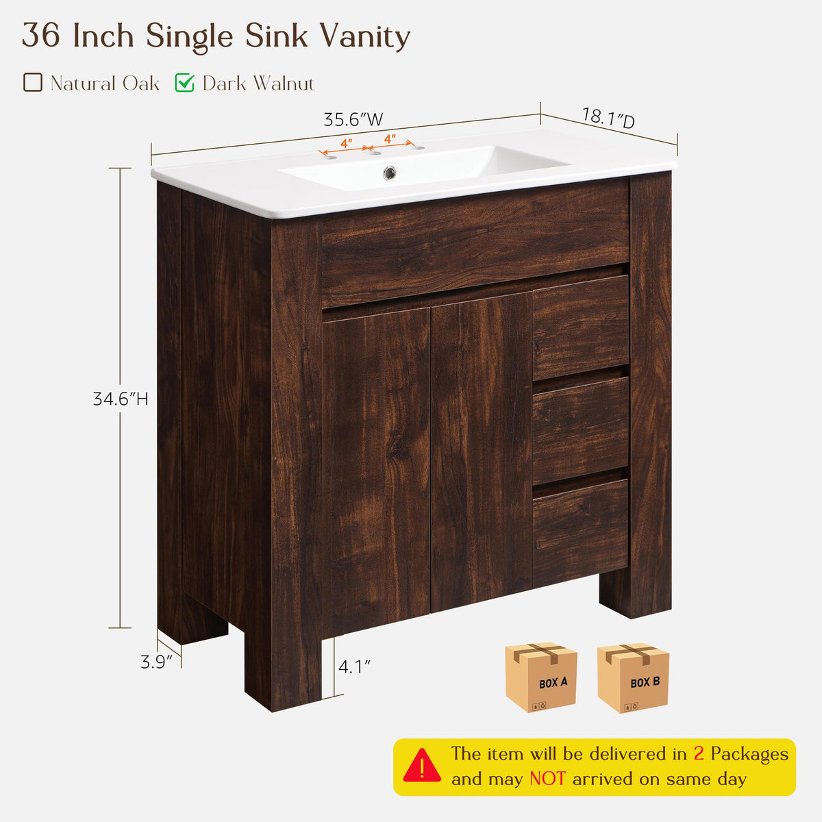 T4TREAM 47.6 Inch Modern Bathroom Vanity with Double Sink, Natural Oak