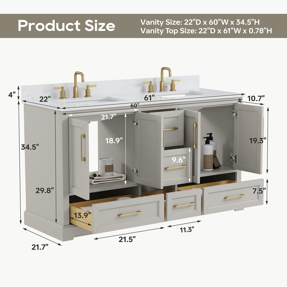 48 inch Bathroom Vanity with Sink, Green