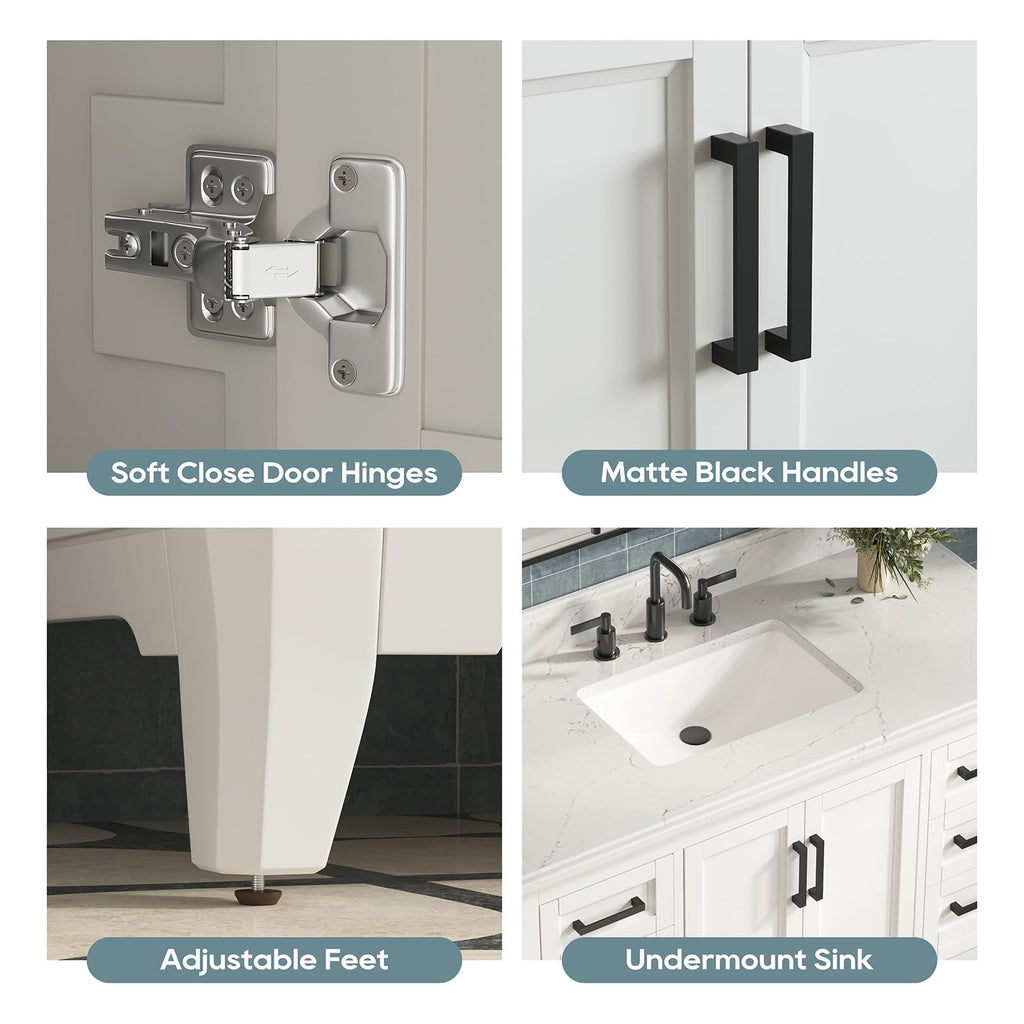 42 Inch Bathroom Vanity with Sink, Pre Assembled, White