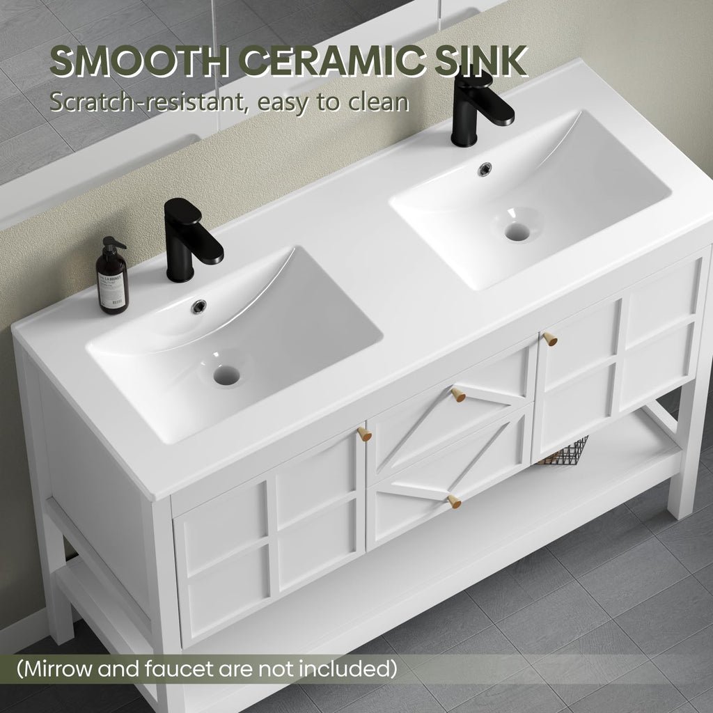 30" Bathroom Vanity with Sink, Modern Bathroom Cabinet, White