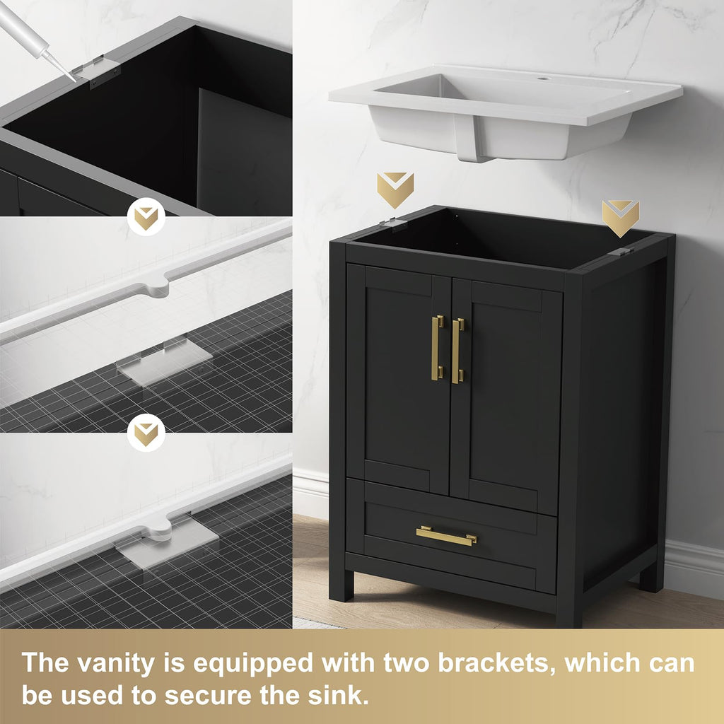 36 Inch Modern Bathroom Vanity with Sink, Black