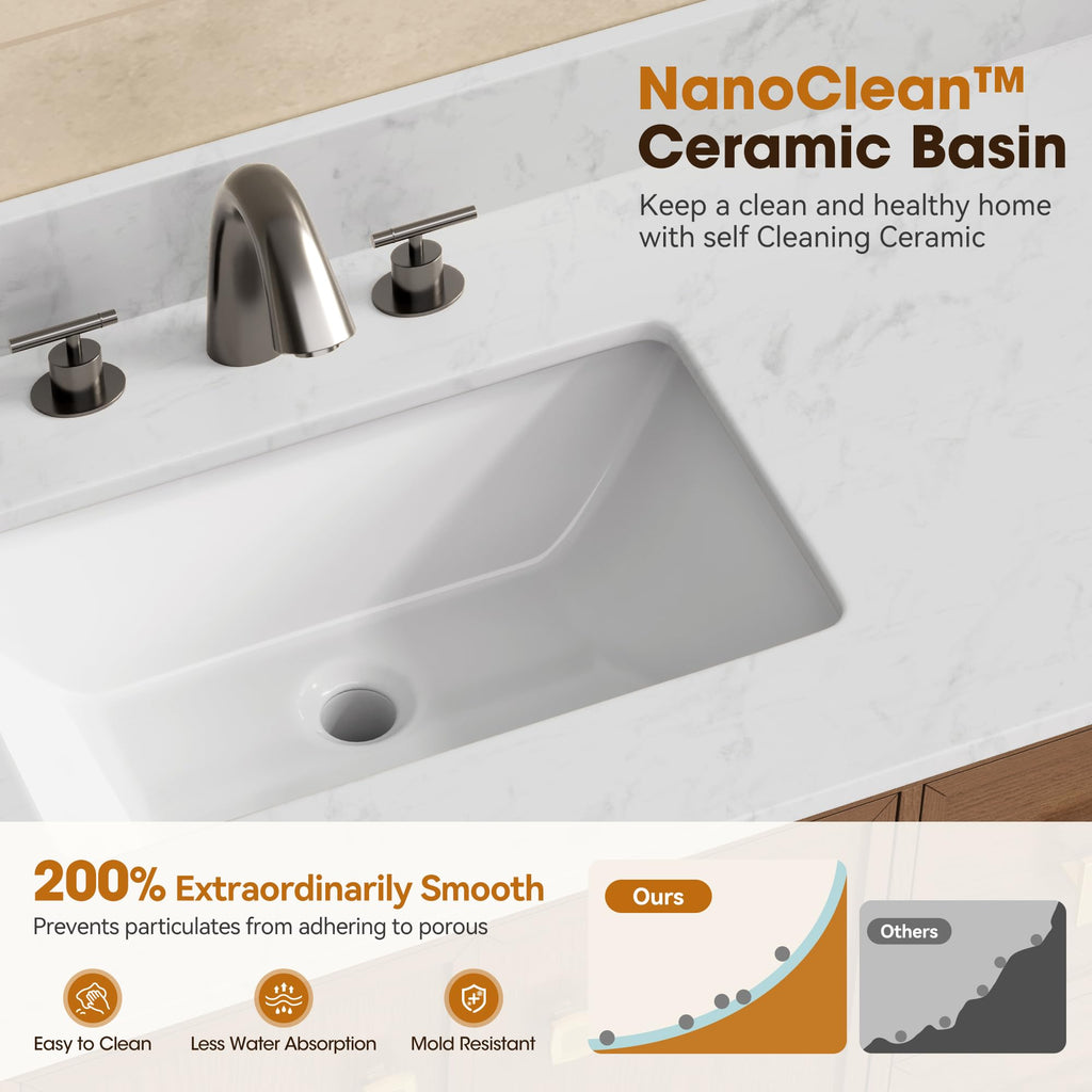 72 Inch Double Sink Bathroom Vanity Solid Wood, Fully Assembled