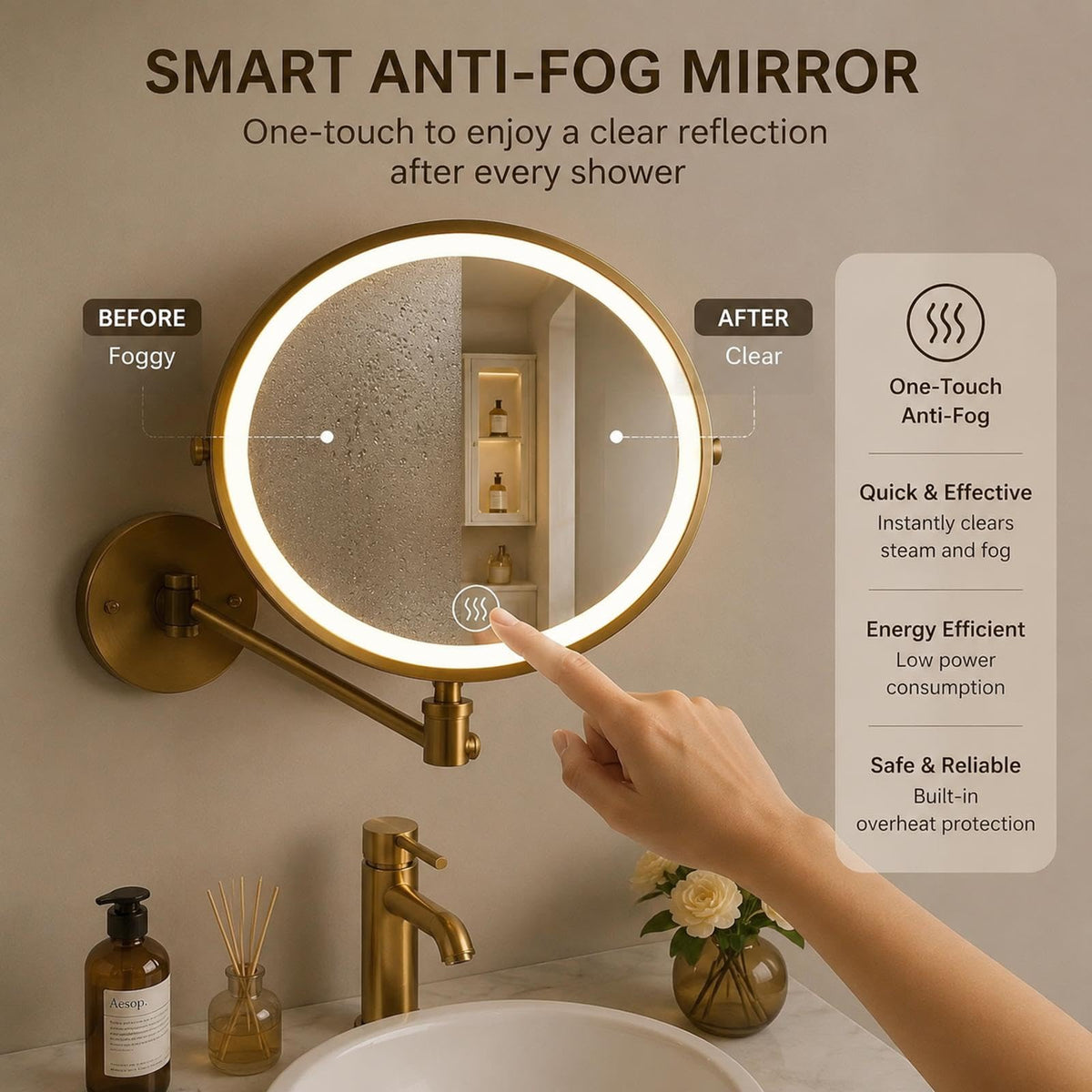 54 in Freestanding Single Sink Bathroom Vanity with LED Mirror Cabinet