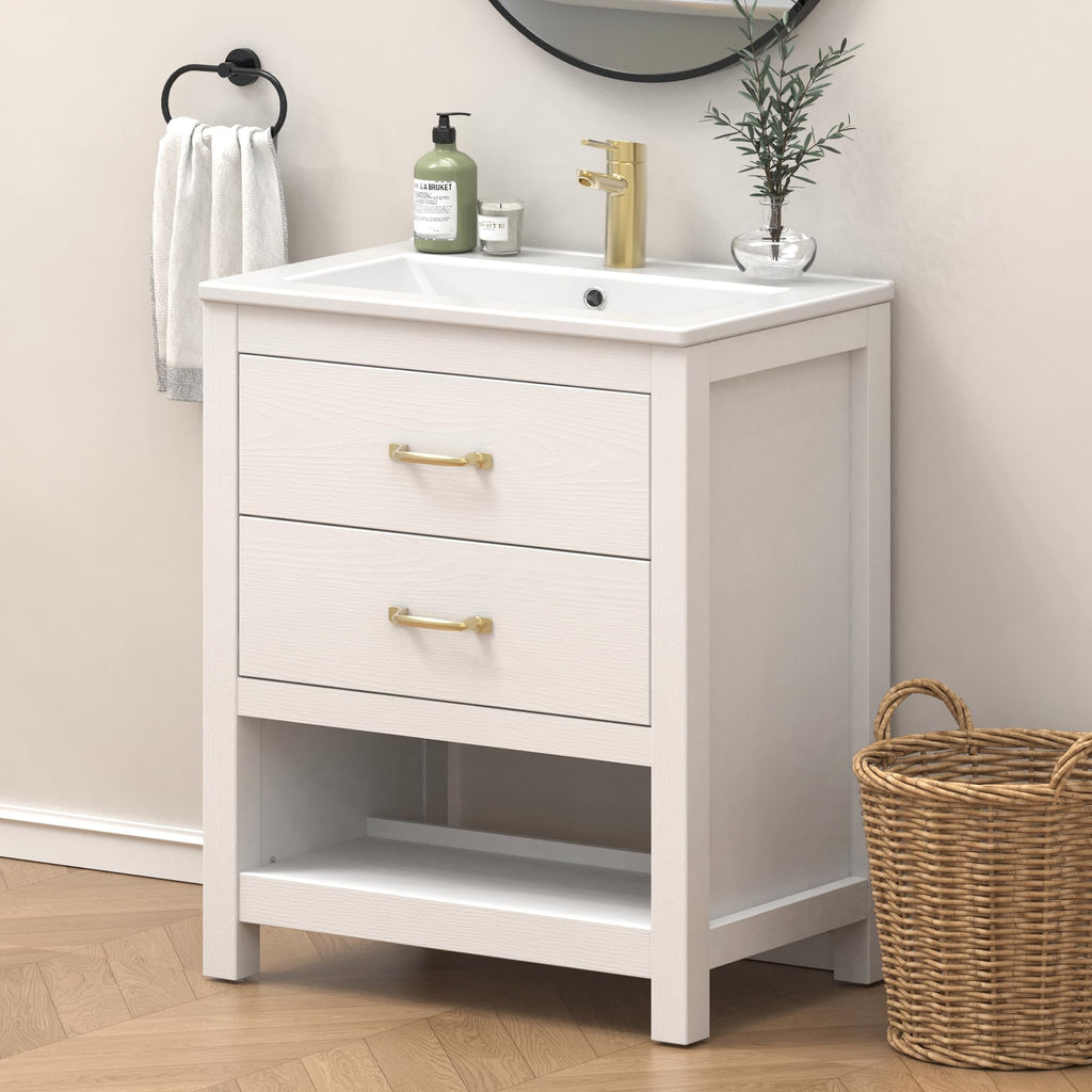 30" Bathroom Vanity with Sink, Sliding Barn Door & 3 Drawers