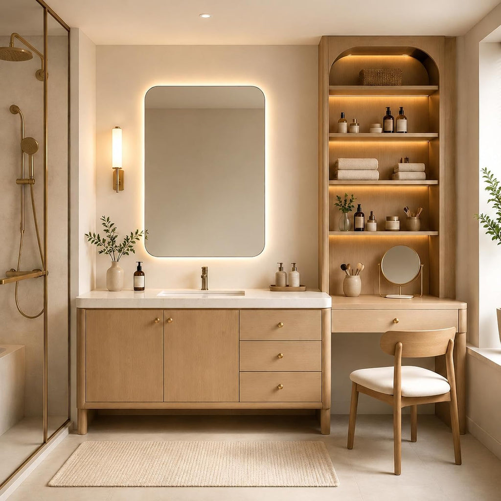 66 in Freestanding Single Sink Bathroom Vanity with Makeup Area